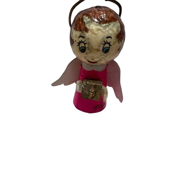 De Sela Angel Christmas Ornament Paper Mache Styrofoam Mexico Vintage Set of 2 - Picture 2 of 10